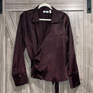 THE GAP - Brown Satin wrap blouse - Size XXL